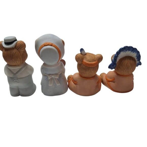 Homco 5312 Bear Indian Pilgrim Thanksgiving Figurines Knick Knack Fall Native - Picture 2 of 8